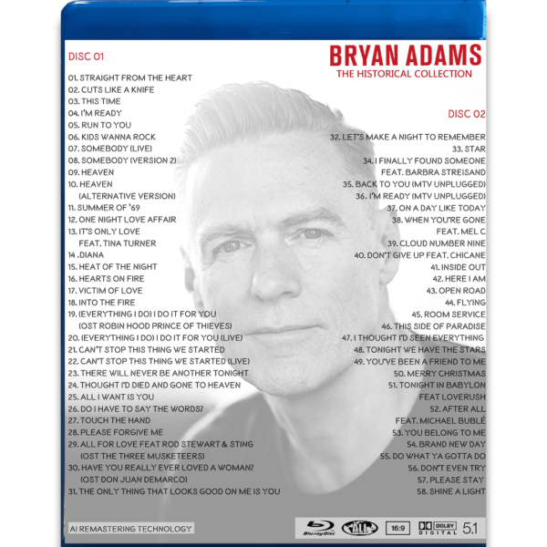 Bluray Duplo Bryan Adams The Historical Collection (Videografia) - Imagem 2