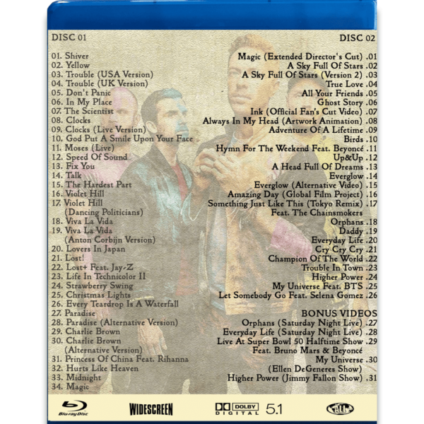 Bluray Duplo Coldplay The Historical Collection (Videografia) - Imagem 2